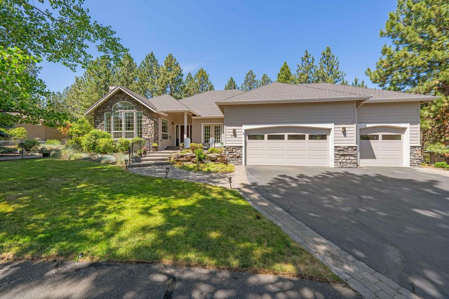 Discover single-level living in the coveted gated golf community of Awbrey Glen. This well-maintained home offers both a great room and formal living and dining areas—each with its own fireplace—plus a private office/den. The kitchen features granite counters, a walk-in pantry, and a gas cooktop. The spacious primary suite includes two walk-in closets and a beautifully remodeled bathroom with dual vanities and a tiled walk-in shower. Two guest rooms share a Jack-and-Jill bath, with one offering a Murphy bed. Gleaming hardwood floors run through the main living spaces. Enjoy outdoor living on the expansive deck surrounded by mature landscaping. A 3-car garage adds storage and convenience. This is timeless comfort in one of Bend's most desirable, friendly communities.