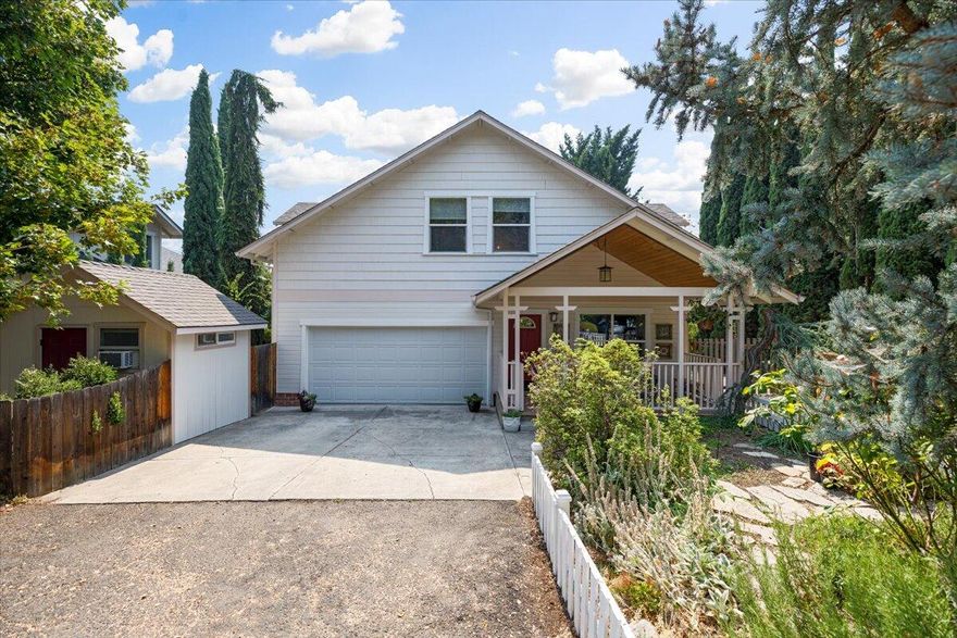 ''SOLD ONLY'' For Statistical Purposes Only! 
Your dream cottage with a white picket fence awaits! You'll find it on a quiet country street in Talent, surrounded by green space. The sophisticated floor plan has primary suites both upstairs and down. Bamboo flooring flows from the generous living room into the open kitchen. A tiled island/breakfast bar anchors the kitchen. A double window and sliding glass door frame views of greenery outside. The primary suite downstairs has a walk-in closet and upscale bathroom with beautiful tiled shower. Upstairs, the light and spacious second primary suite has several cozy nooks. Use them for an office, media center, meditation space--your choice! A brick patio and shady pergola just off the kitchen are perfect for entertaining. Side yard is gated at the street for RV parking. The finished and insulated side shed will make a perfect office, art studio or potting shed.