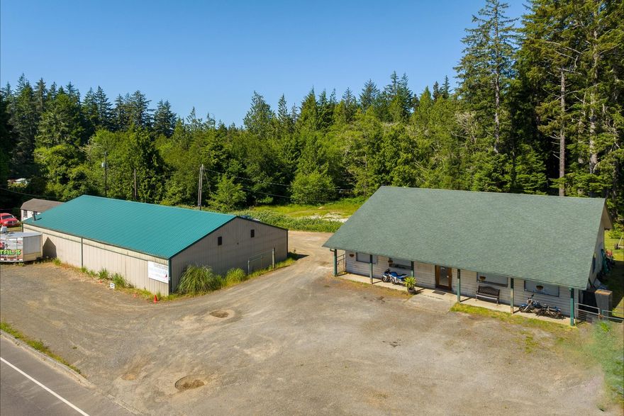This commercial property in Florence, Oregon offers an exceptional opportunity with its prime location, ample parking, and versatile amenities. With over 250 feet of Highway 101 frontage and 2 tax lots totaling nearly 3.5 acres, it provides great exposure and flexibility for businesses. The 3200 sqft shop and the renovated 2200 sqft building with multiple rooms, great room, bathrooms, laundry, and kitchen add to its appeal. Don't miss out on this rare chance- contact your agent today to explore the potential of this remarkable property. Seller is related to listing agent.