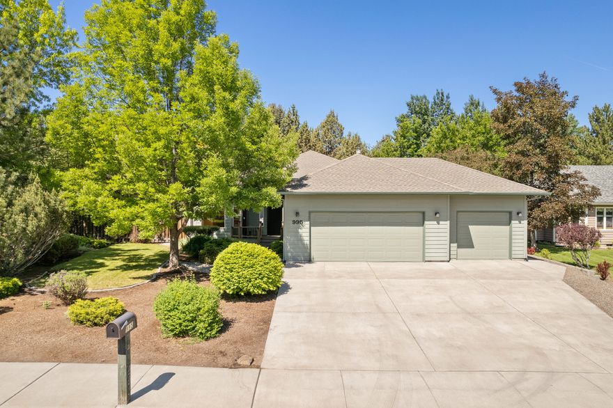 NE Bend SINGLE LEVEL home with 3-car garage near St. Charles, Costco and Pilot Butte State Park. This lovely home has abundant windows to bring in natural light. Dream kitchen with quartz counters, island with bar seating, ample cabinet space, stainless steel appliances and a dining area. Large living room with a gas fireplace and built-ins. Primary suite has a sitting area with built-in bookshelves and has an attached bath with a soaking tub. 3rd bedroom has built-in desks and a closet. The laundry room has cabinets and sink. Forced air heat and AC.  3 car garage with pull down ladder attic storage. Parklike setting on .31 acre offers paver patio, large deck, retractable awnings and a waterfall feature. RM ZONED and NO HOA.