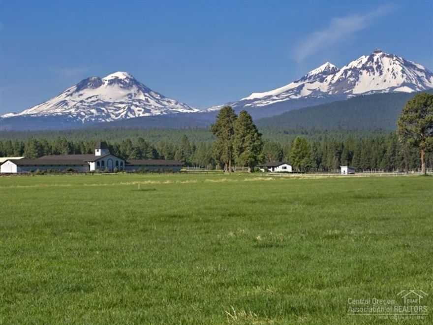 The first time on the market World Famous Patterson Ranch with a rich history in livestock production of Arabian Horses, Llamas & Elk. Ranch encompasses 345 ac w/ 339 ac. of Pole Creek irrigation. Beautiful ranch style home: 3704sf 3 bed/3.5 ba with private golf course & unobstructed majestic Cascade Mountain Views. Property: 3 ponds, 2 additional homes, 2 barns-53 stalls, shop, hay barn, equipment storage, grass paddocks w/livestock shelters, adjoins Public Forest land & Sisters UGB. Endless Opportunity!