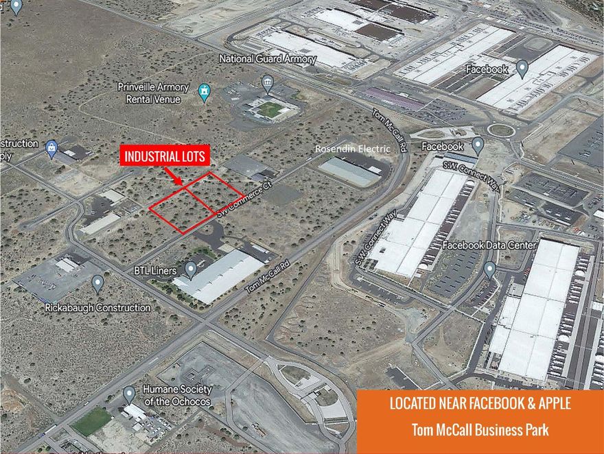 Two contiguous lots available, #151502DD-00900 & 00901. Both lots are each  1.67+/- AC., approximately 3.34/total acres should you be interested in purchasing both.  Zoned M-1 (Light Industrial) and located in Prineville's newest Business Park at Tom McCall. Priced @ $3.99 sq.ft., this lot (lots) are shovel ready for development and would provide an excellent opportunity to build a building for your business in business friendly Crook County and be close to Facebook and Apple data centers. All utilities are to the lots-Tom McCall Business Park has all City Services including high-speed telecommunications with fiber-optics in the Park. Subject lot(s) are within the Prineville/Crook County Enterprise Zone offering tax incentives to businesses. Easy access to Prineville, Redmond and Bend along Hwy 126 and Hwy 26. Opportunity for investment hold, just east of Airport and within Prineville's burgeoning path of progress for business!  Excellent opportunity to consider moving your business!