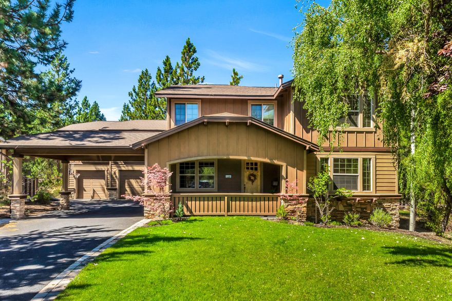 Located in one of the most desirable neighborhoods in Bend, the Parks at Broken Top, this home has abundant features. 4 bedrooms each with en-suite bathrooms & 3 car garage. The vaulted great room, with two stories of windows, an impressive gas fireplace & adjacent bar. Open concept family room has a dining area & chef's kitchen. 6 burner Dacor range, all stainless steel appliances, slab granite, double ovens & breakfast bar. A dedicated office on the main floor as well as a junior suite. Upstairs you will find a spacious master bedroom with gas fireplace, dual head shower, jetted tub, travertine tile & roomy walk-in closet. Additional guest suite next to the bonus room with possible ADU use. Outdoors a large professionally landscaped/hardscaped backyard with dining, fire pit & covered barbecue areas. This property abuts Tetherow with twenty feet of greenspace at the end of a cul-de-sac. Close to the community pool, trails, the river and Cascade lakes & mountains. Truly a unique home.