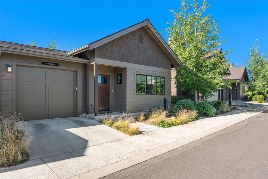 Discover the ultimate Bend lifestyle in this fully furnished, single-level cottage within the acclaimed Tetherow Resort. This sun-drenched home perfectly blends luxury, convenience, and income potential. Step inside and be greeted by an open-concept layout that seamlessly connects the modern kitchen with countertop seating to the inviting living and dining areas - ideal for entertaining or simply relaxing. Every room is bathed in natural light, creating a warm and welcoming ambiance. Privacy is paramount with two king suites thoughtfully separated from the main living spaces. Outside, your private, fully fenced patio beckons with a soothing hot tub and cozy fire pit, perfect for unwinding after a day of exploring all that Bend has to offer.