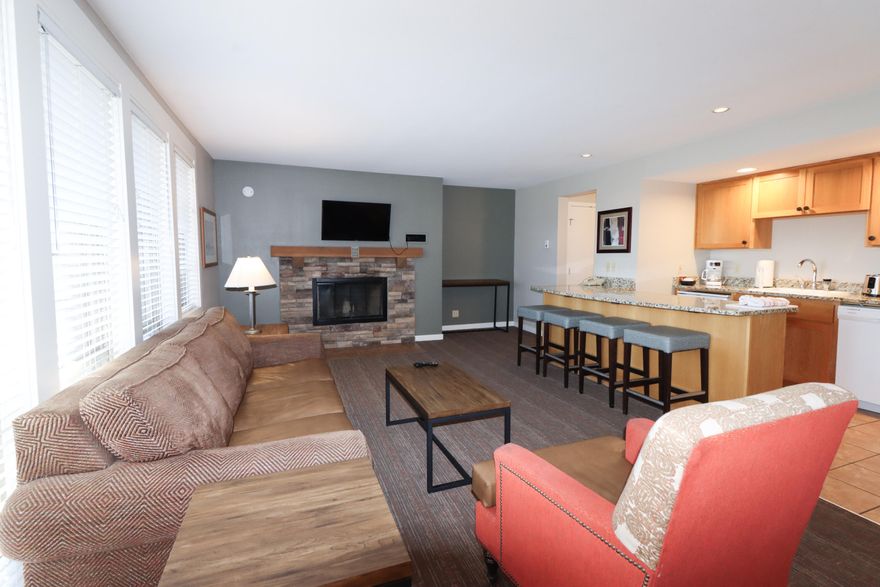 Enjoy 8 rotating weeks each year in this coveted Seventh Mountain Condo with cliffside views. This is not a timeshare, but is a deeded 1/6 share. This hard to come by top floor unit is an end unit with
big balcony overlooking the valley and surrounding hillsides. It features a spacious living area with fireplace, island kitchen and comes fully furnished. The condo sleeps 4 with the King sized bed in the bedroom and a nice pull out sofa bed in the primary living area. The bathroom has dual access to
the bedroom and main living area. HOA's include property maintenance, utilities, snow removal, and all exterior maintenance. Inn of 7th Mountain is a premier resort in Bend and the closest lodging to the Mt. Bachelor ski area. The resort has multiple pools, hot tubs, fitness center, hiking trails, tennis & pickleball courts, playground, ice skating, mini golf, restaurant and more.