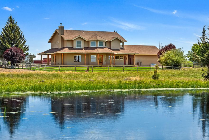 Enjoy the Cascade Mountain, Smith Rock views in your own quiet setting. 74 ac with beautiful home & 54.17 ac irrigation provide a great country lifestyle. Complete with shop/barn, hay shed and corrals, this is a great opportunity for a family to have livestock & 4-H projects. The property is set up for livestock & horses including a shop/barn with horse stalls with doors for future turnouts if desired. It is nicely sloped for flood irrigation with water provided by a district & there is also tail water from upstream irrigation. 3,348 square foot home with wrap around porch, 4B/3.5B with nicely appointed kitchen. There's a Laundry/Mud room with bath, Office space, Study or Media room. A great place for a peaceful country lifestyle.