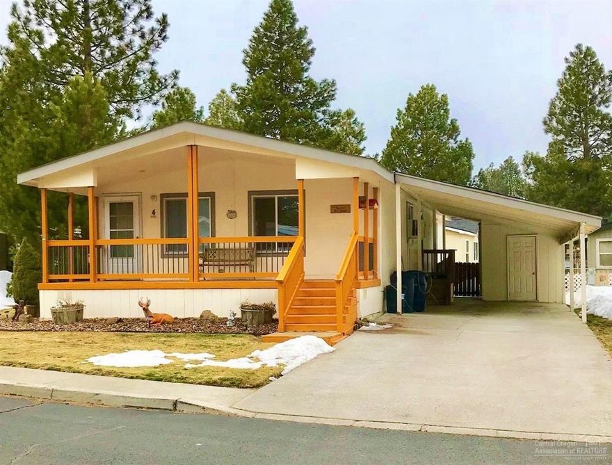 $15,000 Price Reduction. Seller Motivated. Seller will credit toward some of the HOA's at closing. Beautiful 3 Bedroom, 2 Bath Home, Attached Carport, Vaulted Ceiling, Lots of Kitchen Cabinets, Large Front Deck, Super clean, Move-in Ready, Shows Pride of Ownership, Great Floor plan, New Living Room Carpets, Tiled Showers, Fenced Backyard, Lots of Storage, 2 Window Air Conditioners & All Appliances are Included! This Easy Maintenance-Free Home could be Yours! Imagine Sipping your Coffee or having a Glass of Wine while enjoying your Beautiful Front Deck. It's located in Very Quiet Neighborhood with use of the Community/Recreation Club House, Basketball Court, Playground, Pond, Lots of Walking & Biking areas. Great Location to Bend or Hwy 97. You don't want to miss this!