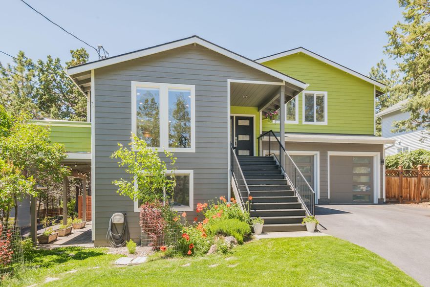 Looking for NW Bend West Hills Living?  This completely remodeled home is so classy and unique.  The spacious .19 acre lot encompasses so much and literally everything has been beautifully redone.  The floor plan features tri-level living with the main floor living area featuring a modern kitchen, top of the line Thermador appliances, Cement Elegance counter tops, and all new tile flooring and awesome cabinetry.  Head up the short stairs to the primary suite where cork floors, and an all new primary bathroom has floor to ceiling tile and a deck overlooking the spacious yard, wired for a  hot tub.  Downstairs is 2 more bedrooms, all new bathroom, office area, and laundry room.  There is easy access to the fabulous backyard with all new fencing, updated irrigation and garden areas.  This home is in the perfect location too, just around the corner from Hillside Park, a dog off leash area, 1st Street rapids, Newport Market and Drake Park.