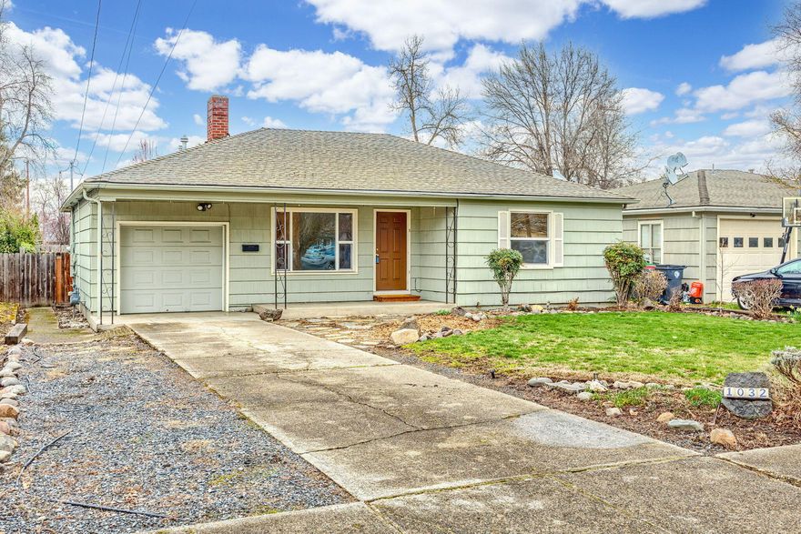 Sweet, single level 2 bed/ 1 bath home on usable flat lot in central location. Good sized rear yard with gardening or outdoor entertaining possibilities and small storage shed. The compact, but functional layout includes living room with built-in bookcases, large double-pane windows which bring in natural light, updated kitchen, laundry room and single car garage.  Rear bedroom has french door leading out to the yard.  Excellent value, and well suited for investment, first time home buyer, or someone looking to simplify.