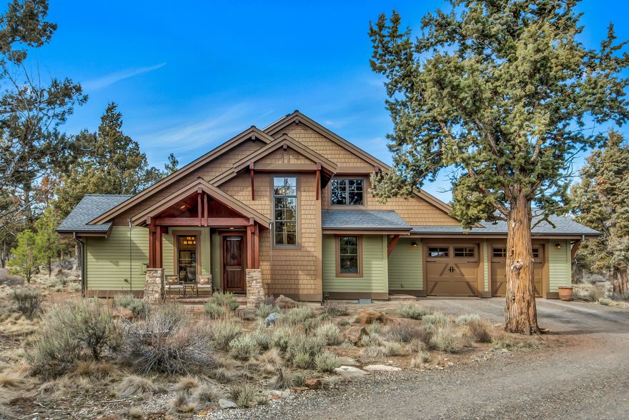 A rarely available refuge in the heart of the highly desirable Tumalo area, this Neal Huston custom-designed home is ideal for those seeking privacy, tranquility, and direct access to uncrowded public land. Walk, bike, or ride horseback out the back gate into wildlands extending to the Cascade Mts. The home has an open floor plan with high vaulted ceilings, a towering great room fireplace, and ample windows framing the surrounding private forest. The second level consists of a master bedroom and bath, including soaking tub with gorgeous Mt views, a loft overlooking the great room, as well as a bedroom with efficient Jack and Jill bathroom design. A main level bedroom is designed for simple conversion to an alternative master with walk-in closet. Main floor also includes the kitchen, full bath, and spacious mud/laundry room. A like new 36'X36' barn is equipped with power, interior and exterior water, lighting and insulated tack room.