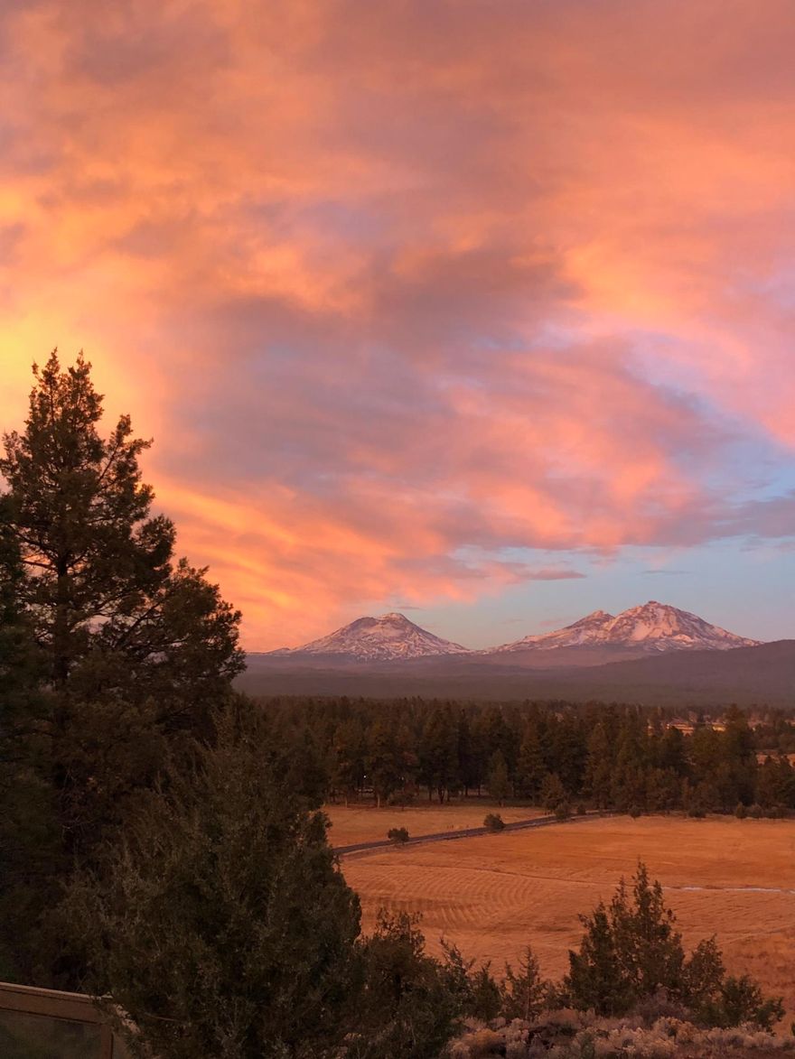 First Time offered to the public, this spectacular Sisters Country home and setting will sweep you off  your feet!   Big Mountain views, abundant wildlife, and incredible sunsets may be seen throughout 130 feet of the home from the kitchen, dining, living room, office and bedrooms. Main home (2552 sq ft, 3B/2.5 bath) recently updated with windows, floors, roof, bathrooms and appliances.   Three fireplaces:  one in the kitchen for fireside breakfasts, an expansive one in the living room, one in master.  There is also a detached guest home (2 bed/1bath) with a pool and hot tub for exercising and relaxing.  The expansive deck offers many places to gather together or privately.  Two car attached garage enters into the utility/pantry room & half bath.  There is also a detached garage/shop/work space.  Convenient location just over a mile from downtown Sisters where there are numerous shops, specialty eateries, and seasonal events to live a wonderful lifestyle.  Shown by appointment.