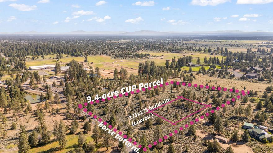 Approved and established 175x175 build-site on a private, secluded 9.39 acre parcel in SE Bend. (ask about including add'l 5.1 acres parcel w/ yurt). The high-point at the southern edge of Horse Butte Farms offers Cascade Mountain Views from Mt. Bachelor to Mt. Jefferson. Pristine high-desert landscape with mature Ponderosa Pines, trails, rock outcroppings and wildflowers among the sagebrush. Utilities are in the street at Horse Butte Rd. Direct connection to the Horse Butte Trailhead BLM. Creative parcel combinations considered, this is (1) of (4) parcels total. Adjacent Horse Butte Farms property listing MLS #220204831.