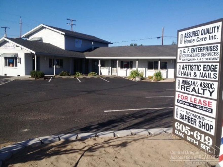 Excellent 5th Street exposure. Easy on & off Redmond's Bypass as well as Hwy 126 & 97. Near downtown area. Great signage. Two offices, restroom & storage area.