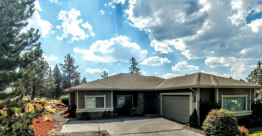 One Level Home in Ranch View at the Running Y - Over 2000 square feet, this spacious floorplan is a favorite- 10 ft. ceilings with 2 bedrooms plus an office, upscale kitchen and engineered wood flooring. There is common space to the rear which assures privacy and mountain views. The kitchen has pull-out drawers, granite surface, convection microwave and a custom pantry. Looking for a level driveway in the mountains? We have it! The home boasts newer interior paint, newer carpet, custom no- tilt plantation shutters, and extra wide 2 car garage, Two plus size garage, 14 ft wider.