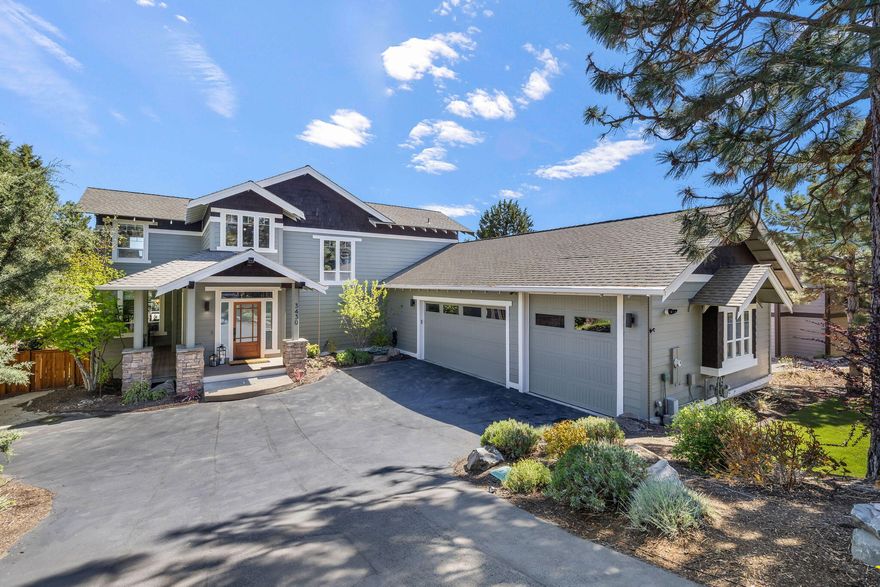 Welcome to Awbrey Park, where style meets function in this beautifully remodeled home. Step into the grand 2 story entry and living room with floor to ceiling windows. The luxurious main-floor primary suite offers double vanities, a soaking tub, dual head oversized shower and walk-in closet. Enjoy elegant dining and a brand new custom chef's kitchen with high end appliances and stunning finishes. Upstairs, a spacious bonus loft space connects two large bedrooms. The 3-car garage features a 10' door and heated driveway—ideal for recreational vehicles. Perfect for indoor-outdoor living and entertaining, the home features over 1000 square feet of deck space, hot tub, patio seating, and a fenced yard for privacy. Don't miss the extra storage space under the home, ready to be transformed into a studio or in-law apartment. Located in a quiet neighborhood on Bend's prestigious northwest side, just a short walk to Sawyer Uplands park and Deschutes River Trail!