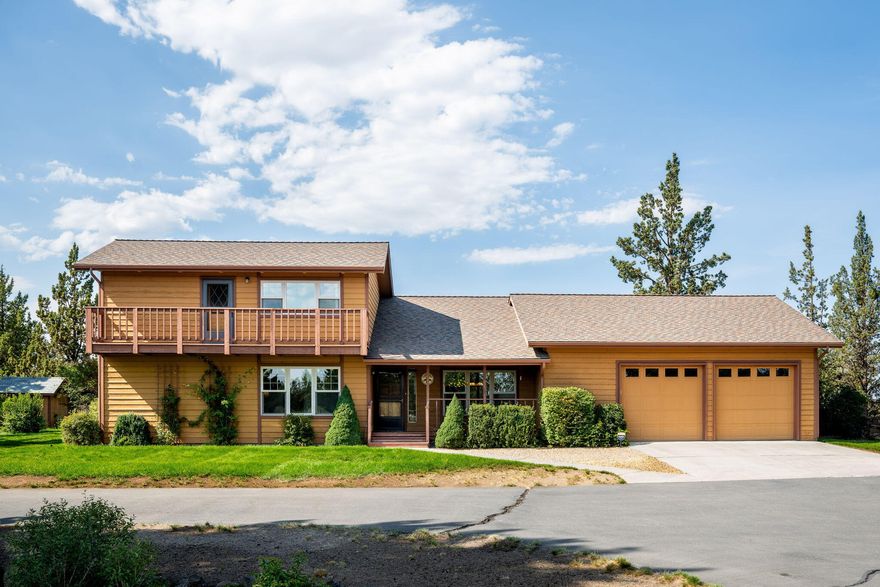 Comfort, and character in this delightful 3-bedroom, 2-bath home on 1.43 acres. Peaceful neighborhood just minutes from Bend. Home sits at the top of a gradual incline that enhances mountains views.  Living room with wood-vaulted ceilings and a beautiful fireplace with insert—perfect for cozy evenings. The kitchen features a breakfast nook, while the large dining area makes entertaining easy. Enjoy the outdoors on any of the three decks. The natural surroundings enhance the home's charm. There's space for two horses or gardening with irrigation as a bonus. Professional Photos Coming Soon.