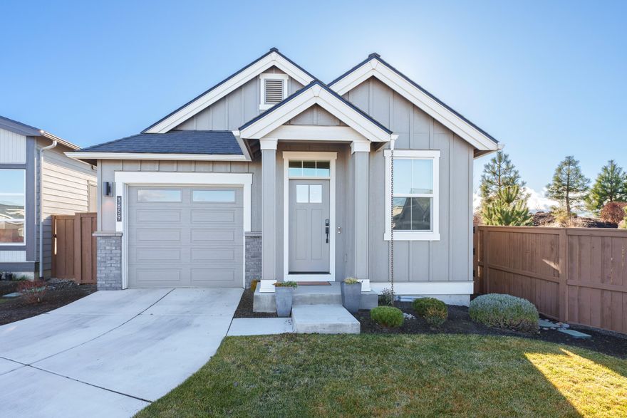 Welcome to 3859 NE Oakside Loop, a better-then-new home in Bend's sought-after Petrosa community.  This single level, 2 bedroom plus den layout features LVP flooring throughout the living areas and bedrooms, quartz countertops, and custom window treatments already in place.  This corner lot has a beautifully xeriscaped backyard offering an extended paver patio and trees that create effortless shade perfect for relaxing or hosting.  With AC installed and thoughtful upgrades throughout, this home is truly move in ready.  enjoy Petrosa's incredible amenities, including a clubhouse, pool, hot tub, fitness' center, fire pit, workspace, and a 5-acre park with trails.  A comfortable, low maintenance lifestyle in a vibrant neighbourhood.