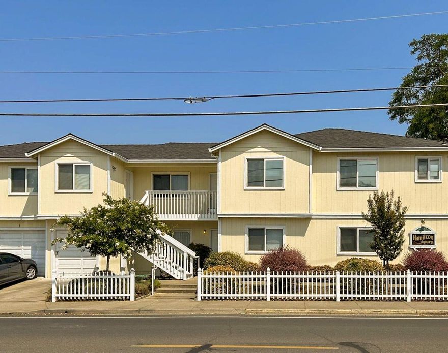 Attention all investors! This is a rare opportunity to own this beautifully maintained 4-PLex with 5 garages (extra garage can be rented separately) All units have a complete kitchen with range/ oven, microwave, fridge, dishwasher and an interior laundry with washer and dryer. Two apt.'s have two bed/1 ba, two have one bed/1 ba. Exterior stairs are brand new, unit 2 has new flooring, apt.4 has all new flooring, dishwasher, blinds, microwave, and washer/ dryer. Downstairs apt has a lovely backyard. There is a BBQ picnic area for all to enjoy! This is a well-known and desirable complex. Close to town, schools, businesses, shopping, and restaurants. Long term tenants.