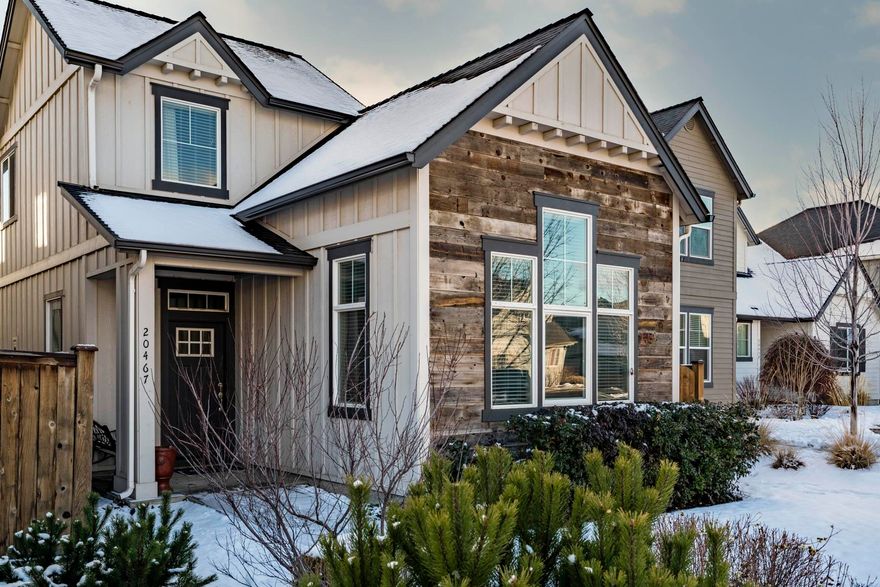 Charming like new home tucked into a quiet SE Bend cul-de-sac a little off the beaten path yet close to many amenities. The striking features of this home will draw you in, the comfort and hominess will make you stay. Featuring an open great room floor plan with high/vaulted ceilings and plenty of recessed lighting, a warm gas fireplace accented with reclaimed barn wood just off entry, a spacious dining area for gatherings of friends and family, and an open kitchen with a large sit down island, pantry cabinet, dry bar, stainless steel appliances, ample cabinetry and warm quartz countertops. Just off the kitchen you will find a spacious covered patio for outside dining all year round, BBQing and so much more. Upstairs offers a spacious primary suite with vaulted ceilings, dual vanities, and a luxurious walk-in closet. Two spacious guest bedrooms, comfortable guest bath and a large laundry room top off this wonderful home. You don't want to miss this one!