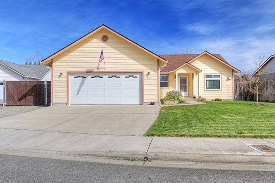 Built in 2000, this 1284 Sq. Ft. Home has been Meticulously Kept and is Move in Ready! Featuring Two Bedrooms & Two Baths, there's also a Bonus Room that can be used as an Office or Den. Vaulted Ceilings & Large Windows make this Open Floor Plan Bright and Spacious. Kitchen is open to Living & Dining Areas and has Ample Cabinetry with Pull out racks, Pantry & New Countertops. New Carpet & Laminate Flooring in 2016. New AC unit in 2017 and Exterior Painting of Home/Shop in 2018. Sliding doors off Dining Room lead to Covered Patio and Extends your Living Space outdoors. Once outside, You'll love all the Extras! In Addition to the Oversized, finished Garage, there's a Workshop that is Insulated, has Power, Shelving, Cabinets & Attic Storage. RV Parking with New Fence/Gate. Easy Maintenance Landscaping, Sprinkler System & Raised Garden Beds. Ideally Situated and Convenient to District 7 Schools, Hospital, Shopping and Rogue Community College. Make your Appointment to View today!