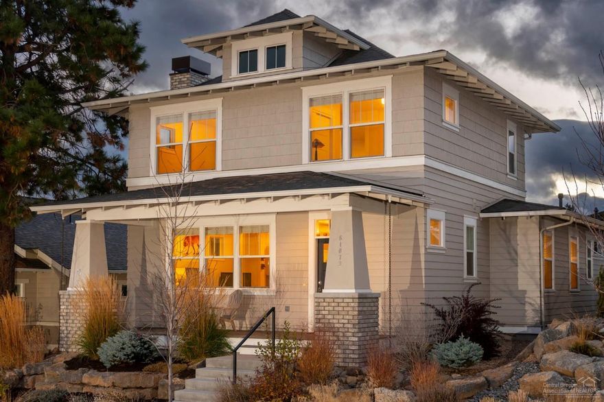 Traditional Craftsman with a modern twist! Distinctive Ollin-built home in the desirable SE Bend Hidden Hills neighborhood. Beautifully appointed 1870 square foot residence offering 3 bedrooms, including expansive master suite on the main floor, and 2.5 baths. With abundant windows to let the Central Oregon sunshine in, this well-thought-out floor plan includes utility room, office nook and bonus loft area with peek-a-boo Cascade Mountain views! Quality craftsmanship and elegant finishes throughout complement the Bend mountain lifestyle and add character and beauty. Relax in the private, fully-fenced backyard. Low-maintenance landscaping offers color year-round. Greet the morning with a cup of coffee on the fully- covered front porch. Oversized 2-car garage with alley access. Close proximity to schools, dining, shopping and recreation, including the planned 37-acre Alpenglow Community Park. Welcome home!