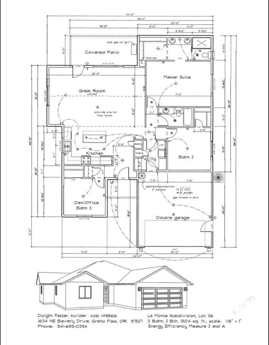 Act now and customize your new home! 1504 square foot one level home on .15 acres. New home will consist of an open kitchen with granite countertops, island, walk-in pantry, range/oven, dishwasher and microwave, Great Room with vaulted ceilings, door to covered patio and backyard. Master Suite with walk in closet and en-suite bathroom with double sinks and shower. Two additional bedrooms, laundry room and two car attached garage with opener complete this home. City schools and services. Close to town, shopping and medical facilities. Now is the perfect time for you to pick your colors and finishes. (All Specifications subject to change)