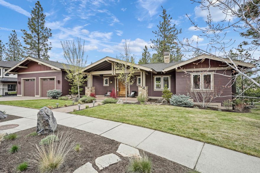 This stunning, single-level custom home in Shevlin Ridge marries thoughtful design with timeless selections and a prime NW Bend location. 3,135 sq ft of living space is centered around a great room—with vaulted ceilings—and a magnificent chef's kitchen with a 6-burner range, massive center island, and walk-in pantry. The primary bedroom suite features separate vanities, a dual-head shower, soaking tub, radiant floor heat, and is flanked by a dedicated home office. The west wing of the home includes two guest bedrooms, a full bathroom, and bonus/media room. Exposed beams, hardwood floors, multi-zone climate control, and private outdoor space add to the appeal of the home which was built by award-winning Leader Builders to Northwest Energy Star Homes standards for efficiency. The nearly 900 sq ft garage is accompanied by a storage loft, oversized bay doors, and gear storage area. The home sits atop a .34 acre corner lot and is just minutes to trails, schools, and historic downtown Bend.