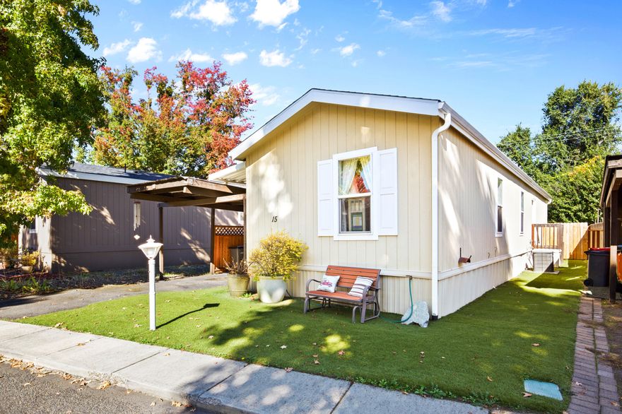 Home is ''MOVE IN READY'' This 2014 Golden West home is nestled in the charming, historic town of Jacksonville, Oregon, home to the famous Britt Gardens performing arts festival. Enjoy nearby shops, restaurants, and wineries, or take a short 20-minute drive to Ashland for the Oregon Shakespeare Festival. Nature lovers will appreciate being just minutes from the picturesque Applegate River, with easy access for day trips to the coast or scenic Crater Lake National Park.

Inside, the home features a spacious kitchen with a Farmhouse-style sink and all included appliances. The low-maintenance yard and two expansive decks provide ideal spaces for entertaining or relaxing while taking in the views. Additional highlights include two large storage sheds and a convenient carport. Located in a welcoming 55+ community, this home is just ten minutes from Medford, combining comfort, convenience, and lifestyle in one perfect package.