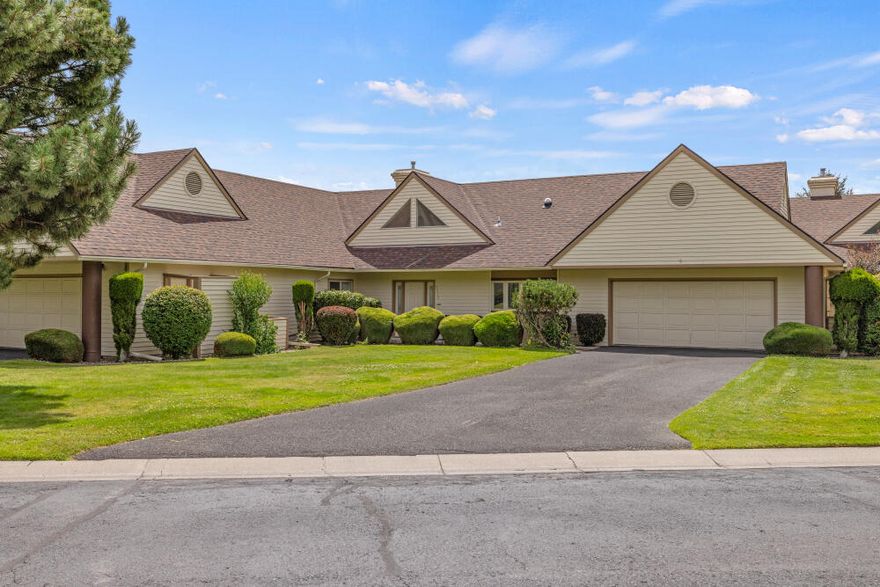 Enjoy security and privacy in this beautiful, move-in ready condo in the Shield Crest gated community, located in scenic rolling hills just minutes from downtown Klamath Falls. The spacious open floor plan features new red oak hardwood flooring, a tile entry, and a decorative new dining room chandelier. The condo includes two generously sized bedrooms with walk-in closet in primary bedroom and two spacious baths. The great room with its gas fireplace, high cathedral ceiling, and clear-story windows overlooks a large private patio. Perfect for relaxing or private entertaining, the patio looks out on a picturesque manicured green area with SHield Crest's 18-hole golf course just beyond the green.