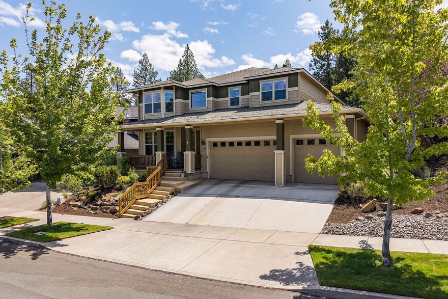 Gorgeous NW home in desirable Skyliner Summit, backing to green space with Cascade Mountain views from upper rooms. Featuring two primary suites (one on the main level, ideal for guests or multi-gen living), an office, front flex room, and a large bonus room upstairs. Inside, enjoy hardwood floors, granite countertops, stainless steel appliances, and an open-concept design filled with natural light. The fenced backyard is perfect for relaxing or entertaining, while the oversized 3-car garage provides ample storage. Thoughtfully designed for comfort and function, this home is steps from trails, parks, and NW Bend's top amenities—restaurants, schools, shops, and recreation.