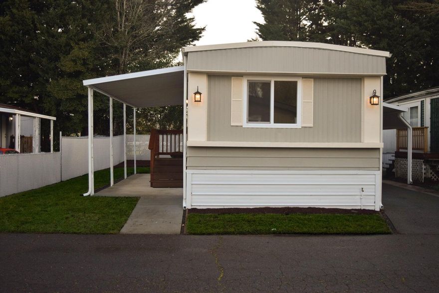 Completely renovated in 2020, house was taken down to the studs.  New Everything. A Fleetwood Festival manufactured home located in Country Village MHP, a 55+ park. 924 sqft, 2 bedroom 2 bath with split bedroom floor plan.  Manufactured home was totally remodeled 4 years ago with new sheet rock and paint, new cabinets, new counters & SS appliances. New Laminate flooring in Living room & Kitchen. New carpet in Bedrooms. Bathroom has all new fixtures. New  Porches,  landscaping and sprinkler system also just 4 years old.   Heat Pump, Water Heater and
 Roof are just 4 years old. Tandem 2 car carport. Space Rent $695/month includes water sewer & trash. 55+ Senior Park. One Pet 35lbs. Must be Park Approved.