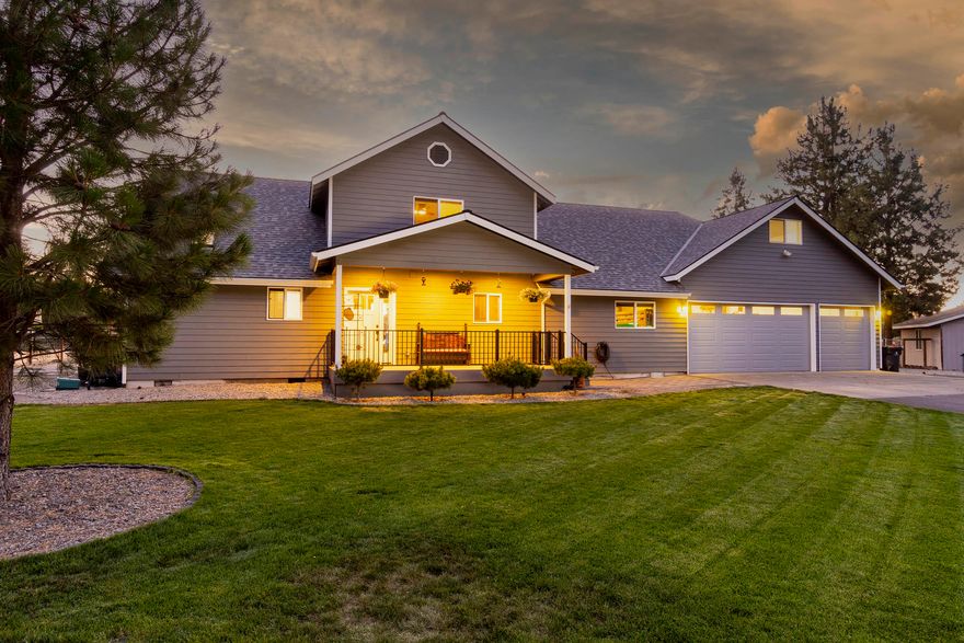 Stunning 2.31-acre horse property in Bend, OR only a few minutes from Old Mill, and a small trip to Mt. Bachelor. This home has been remodeled with top-of-the-line appliances, granite counters, walnut cabinets, and new flooring. Roof was recently replaced, new paint inside and out, and HVAC and water heater are brand new. Downstairs is the primary bedroom with an updated bathroom, soaking tub, and walk-in closet. Vast laundry room with plenty of storage space, sink, washer, and gas dryer. The astonishing walk-in pantry has plenty of storage, a second fridge, and ice maker. Vaulted ceilings and panoramic windows in the living room. The 3-car garage has tall ceilings and lots of storage. Upstairs is a large loft and bonus room, 3rd bathroom with stand-up shower, and large 3rd bedroom with a walk-in closet. The front yard has lush grass, a two-car detached garage, and RV storage. Outback is a blank canvas with hot tub, and RV outlets, and plenty of room for whatever your dreams entail.