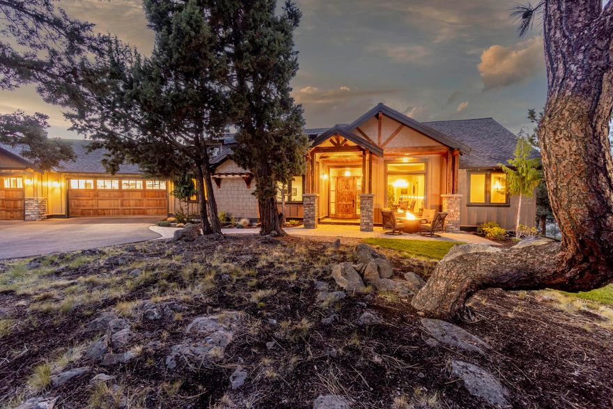 Gorgeous, spacious single-level Craftsman Custom Home on an Aubrey Butte cul-de-sac. Premium finishes include wood and tile floors, Large central LR separates open formal DR from Island kitchen and nook with views. Private master suite includes soaking tub, walk-in shower.  Guest suite w/bath, bedroom/den,Large laundry room, oversized 3 bay garage. In addition to the beauty, Soundproof windows, spray foam insulation in exterior walls, and double wall construction make this a quiet and comfortable home. Double hot water heaters with recirculating pump.