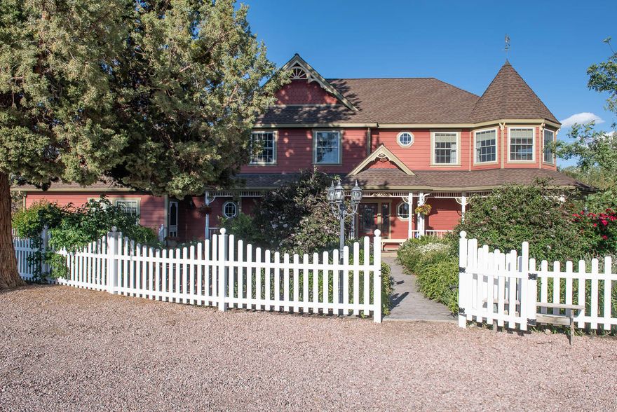 Active listing available to close & move in immediately!  You will be charmed with this home full of light surrounded by cottage gardens on 19.55 acres with modern features & vintage flair.  Fabulous location minutes from shopping, medical, downtown Bend.  3,821 sf incl 420 sf finished basement.  18.5 acres COI irrigation, fenced & cross-fenced pastures, front 2 with automated in-ground lines. 10-acre back pasture has been used for cattle, hay, horses, crops. Main level great room, gourmet kitchen, master suite with private entry, laundry, walk-in pantry, mudroom, half bath.  Kitchen designed for 2 cooks has Dacor stove/oven, KitchenAid cooktop, 2 DWs, 2 farm sinks, microwave, warming drawer, SubZero fridge. 2nd level master suite features built-in gas FP, bookcase, sitting area, Jacuzzi steam shower & tub.  3 large BRs, bonus room.  Wide-plank maple flooring throughout.  Outbuildings incl. 60X48 barn with 4 stalls, shop, RV storage, guest suite.  Hay barn, 2nd shop, grnhouse, ch coop