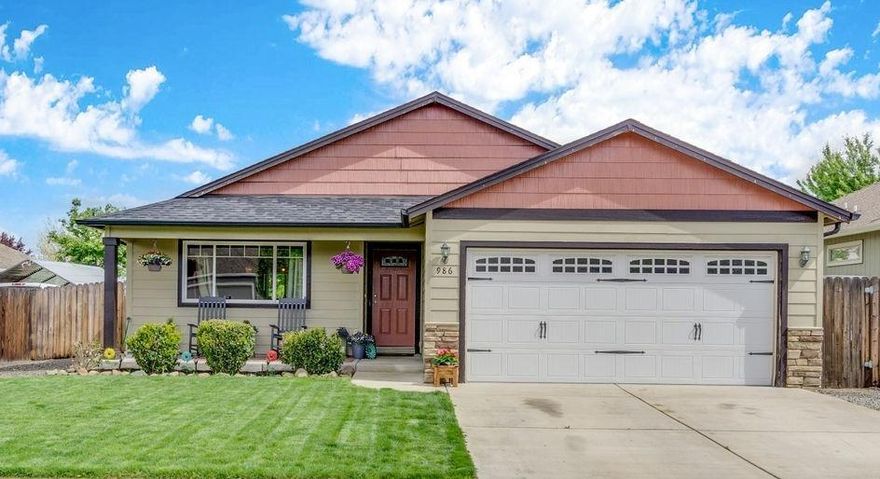 Great 3br, 2 full bath with open floor plan with vaulted ceiling with wood accents. Acacia wood floors in living room. Kitchen offers granite counter tops, island, stainless appliances include refrigerator , range/oven, microwave & dishwasher. Washer and dryer are included too. Awesome backyard great for entertaining with firepit, covered patio and more. Property backs up to park, perfect for the kids.