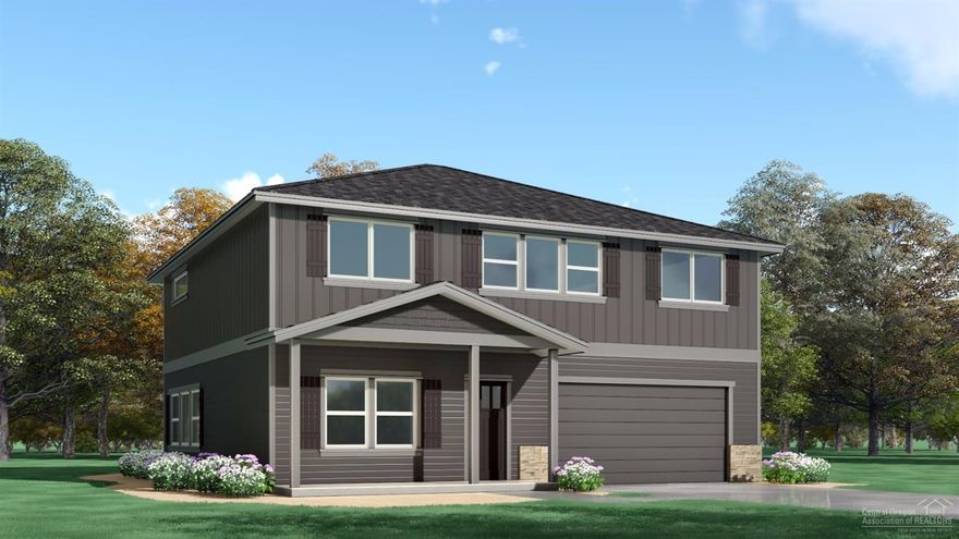 New construction in NW Redmond's Crane Meadow. 4 bedroom, 2.5 bath home with 2414 sq ft of living area. Large Great Room with gas fireplace opens to Dining and Kitchen. Knotty Alder cabinets with quartz slab counter tops, all stainless appliances. 30 year roof, forced air gas. Separate utility room, AC Ready. Triple car attached garage. Landscaped front with sprinklers. 2 story home with great curb appeal.