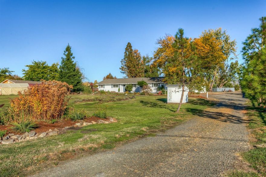 Rolling green pasture greets you from this highly desirable gentleman's ranch property on 1.88 acres w/EPID irrigation & views of Mt. McLoughlin! From the tastefully updated single level home to the spacious 1800sf metal shop w/concrete flr, storage loft, 220 power & 14' sliding drs, this property has been meticulously maintained & has much to offer. Tile entry w/open living/dining rms w/stone fireplace & slider to cvrd patio, family rm w/cert. Vermont Castings woodstove & gorgeous updated ctr island kitchen w/slab Granite cntrs, baking center, stainless appliances & built-in hutch. The vaulted master ste features solid Cherry wood flrs, walk-in closet, Granite cntrs & heated towel rack. French drs, all thermo windows, ceramic tile flrs, Lennox Mini Split heating & AC, addl. kitchen island w/butcher block top & pot rack, under cab lighting, grid integrated 6.2KW solar power, hot tub, raised garden beds, propane firepit & good well per owner. Everything that you could want & much more!