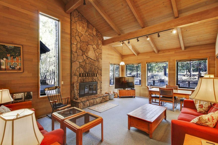 Wonderful location close to Ft. Rock Park on a quiet cul-de-sac!  Cedar accents throughout give this home a warm, Sunriver feel.  Open floor plan w/ a spacious kitchen, great room & dining area is great for large groups.  Private outdoor living space w/ hot tub & backs to common area.  Other features include vaulted cedar ceilings and a wood burning fireplace in the great room, hot tub and a 2 car garage.