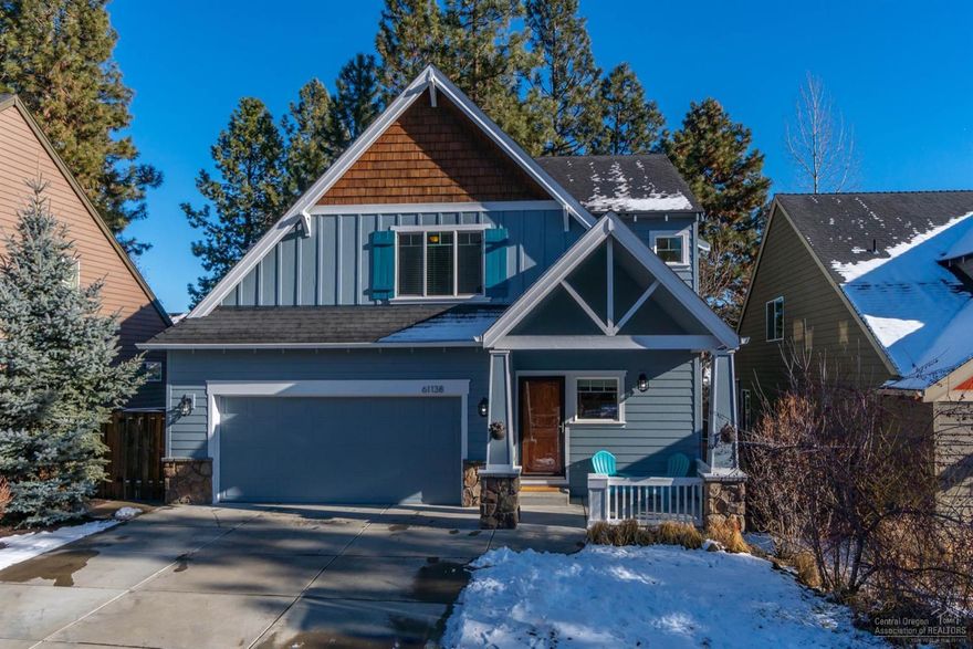 Beautiful Pahlisch built 3 bed, 2.5 bath, 1749 sq.ft. on quiet street in SW Bend. New exterior paint 2018. Covered front porch entry with slate entry & cherry hardwood floors on main level. Extensive kitchen remodel; SS gas appl., pantry, full tile backsplash, apron sink, quartz counters, new cabinets w/soft close, canned lighting & wine fridge. Living room features corner gas f/p with stone surround & large picture windows to bring the outdoors in! Vaulted master w/ceiling fan, walk-in closets w/built-ins. 3rd bedroom/office w/built-ins, murphy bed & 2 closets. Upper level laundry rm. You'll enjoy entertaining on the spacious composite deck, and fenced backyard area with mature trees in park-like setting. Ample built-ins for extra storage in garage with remote door opener. A/C, gas forced air heat, auto sprinklers. Convenient to Pine Ridge elementary, Old Mill, shopping and hwy. access.