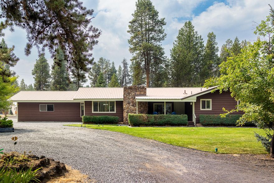 It is the first time on the market for this newly updated single level home on a 1.11-acre corner lot. Enter on the big covered front porch, the living room has beautiful wood vaulted ceilings and a floor to ceiling rock fireplace with hearth. The kitchen boasts many cabinets and a pass thru to the breakfast bar. The 3 bedrooms are all exceptionally large. In addition to the house there is a 1 bed 1 bath cabin that is perfect for overflow guest. The lot is nicely landscaped and has a great variety of mature trees. There is a big back deck and a firepit area, a woodshed and pump house with extra storage. Need more room the 1.11-acre lot next door could be purchased with the home for an additional amount, giving you 2.22 acres. Home is located just off Day rd. and close to many lakes and rivers for the outdoor enthusiast. La Pine is one of Oregon's fastest growing cities.