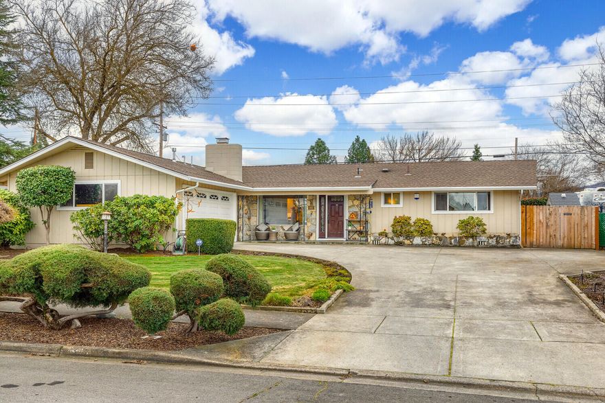 Beautifully updated 3 bedroom, 2.5 bath home plus an office, meticulously maintained and absolutely move-in ready! The home has been extensively renovated in recent years with a custom kitchen, primary and second bath, vinyl windows, Lennox HVAC system, laminate flooring, recessed LED lighting, new fencing and a colored, stamped concrete patio. The floor plan is warm and inviting with 3 bedrooms on one end and an office/small 4th bedroom, half bath and large utility room on the other. In addition, there is a certified fireplace insert, the roof was replaced approximately 10 years ago, the oversize 2 car garage includes built in cabinets, a workbench and attic storage, the backyard has 2 raised garden beds and a garden shed, plus there is gated, paved RV parking approximately 9' x 27'. Located in a wonderful E Medford neighborhood with easy access to schools, entertainment and services, this home is a must tour!