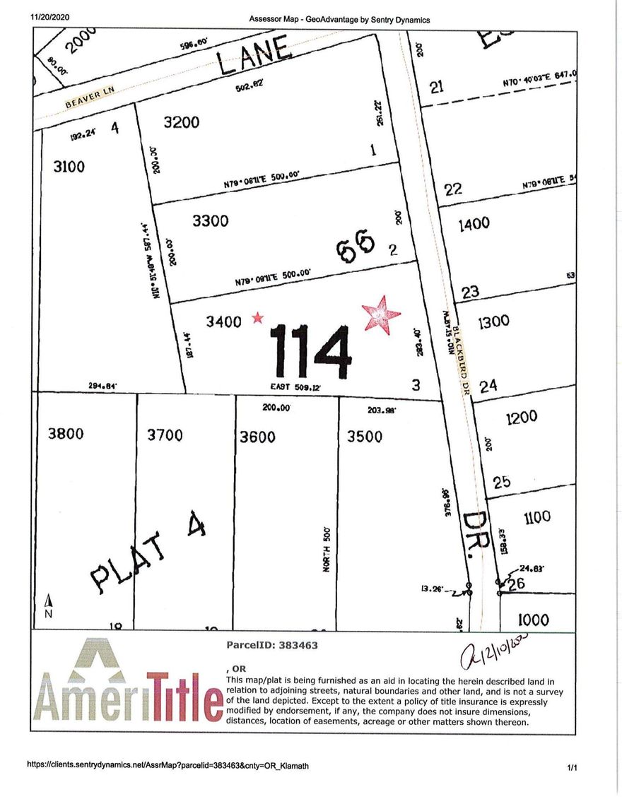 Residential Lot   2.69 acres
Frontage of lot is slightly wider that the back 
Lot is 3rd lot, from the corner of Beaver Lane