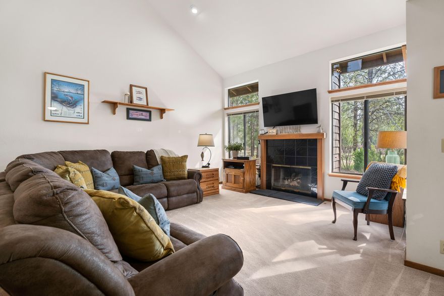Welcome to your Sunriver retreat! This updated 3-bedroom Skyline condominium blends comfort & convenience with thoughtful upgrades throughout. In the past 5 years, the home has received essential improvements, including a new furnace & air conditioning—a rare amenity among Skyline condos. The kitchen shines with a newer microwave & oven, while the inviting great room offers a cozy gas fireplace & access to a private deck off the dining area, perfect for year-round enjoyment.
The layout is ideal, featuring 1 bedroom & 1 bathroom on the main level for accessibility, plus 2 additional bedrooms upstairs with a shared bath & convenient laundry closet. Sold mostly furnished, this condo is truly move-in ready. Located near Sunriver's best attractions—the Nature Center, Marina, Airport, SHARC, & the Village—you'll have recreation, dining, & adventure at your doorstep. A covered parking spot completes this appealing package, making it easy to settle in & start living the Sunriver lifestyle!