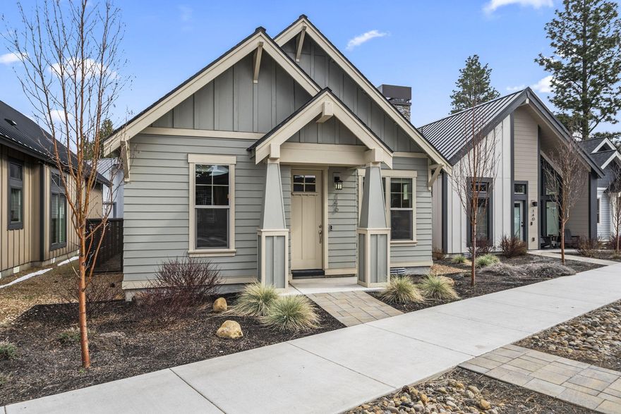 Located in the coveted Clearpine neighborhood, & a 3rd party certified Earth Advantage Platinum build.  Welcome in to this inviting 2 bed/2 bath open floor plan w/ vaulted ceilings. High end finishes & beautiful design elements will greet you as you enter. Kitchen w/ floor to ceiling cabinets, soft close drawers, slab quartz countertops, full height tiled backsplash, stainless steel appliances w/ included refrigerator. Durable LVP flooring flows through the living room, kitchen, dining area & flex space. Guest bathroom w/ soaking tub & the en-suite bathroom w/ tiled shower. Tiled laundry room w/ built-in bench & included washer/dryer. Quality top down bottom up blinds & remote operated blinds in the primary bedroom. Ductless heating/cooling & a tankless water heater make this home very energy efficient. 2 car garage & fully fenced yard w/ custom metal gates. Enjoy the community park & national forest trails only blocks away, & all the amenities that you have come to love in Sisters.