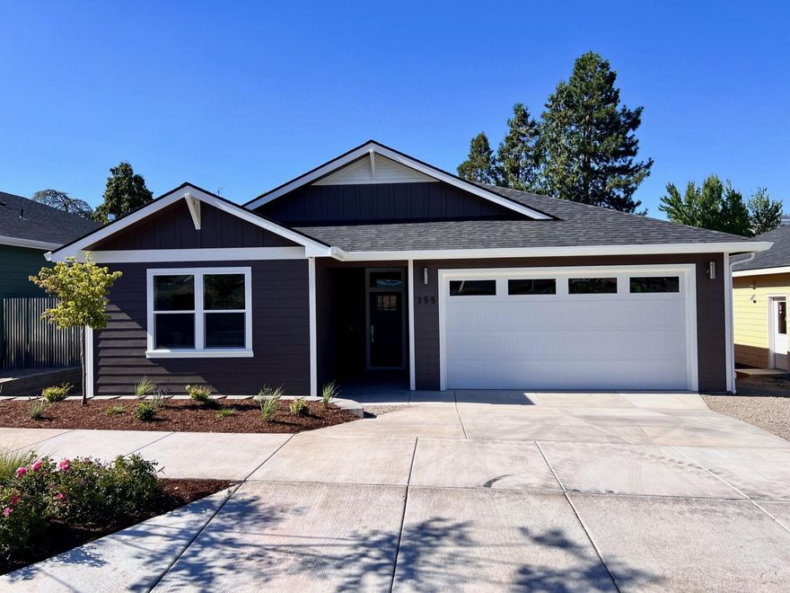 This 3 bedroom, 2 bathroom, open floor plan is single level & under construction by Taylored Elements Construction, built to Earth Advantage standards providing a high level of energy efficiency including solar panels, EV charger in the 2 car garage and a ductless heating & cooling system. The primary living area will have a gas fireplace, 10 foot ceilings and lots of windows to let in light and views Grizzly Peak. The kitchen has a large island & pantry plus a built in desk. The home will have engineered hardwood floors in main living areas, carpet in bedrooms, quartz countertops, high end fixtures & custom cabinets throughout with soft close drawers. The yard is fully landscaped with drip irrigation and side to back-yard 6 foot fencing. Join the West Village community, just .8 miles from downtown. Estimated completion timeframe is July. Property taxes will be established upon completion.