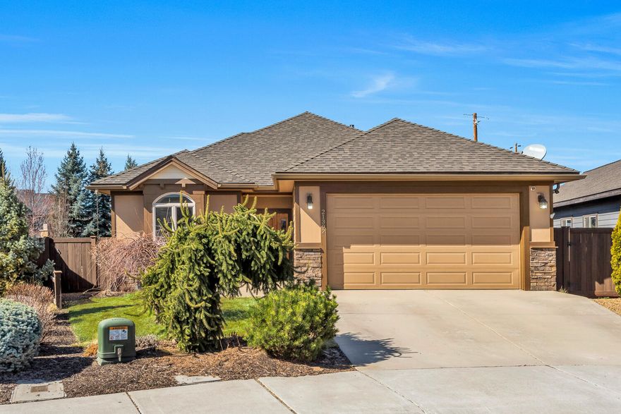 Peacefully located on a large beautifully landscaped lot on a quiet cul de sac in northeast Bend.  You will fall in love with this light and bright home.  Open floor plan, vaulted ceilings, and designer finishes throughout.  With a huge paver patio, firepit, and no homes directly behind it, you will love the privacy for outdoor entertaining or just relaxing in your own backyard oasis. The large lot with a graveled side yard also allows for many options for storage of outdoor toys & gear, a dog run, or many other possibilities.  And don't forget to check out the park, pool, and Mirada amenities while you are in the neighborhood.