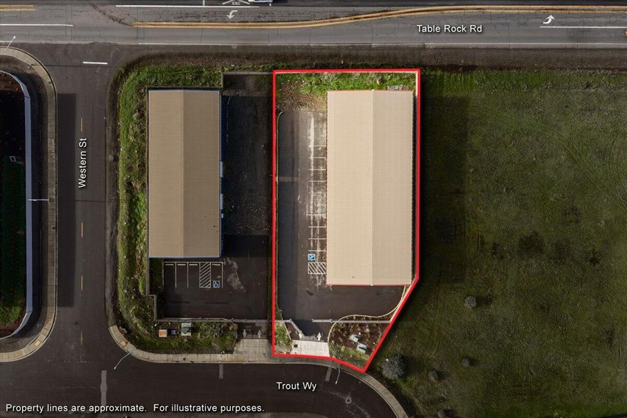 Industrial building for sale with paved parking, landscaped, and fenced 7,560 sf (135'x56') with three 14'x14' roll up doors. The building has 800 amp 3 phase power. Building was designed to allow two separate spaces in the future with the placement of a sewer line to inside the west end of the building. This would allow for two separate tenant spaces with separate bathrooms.