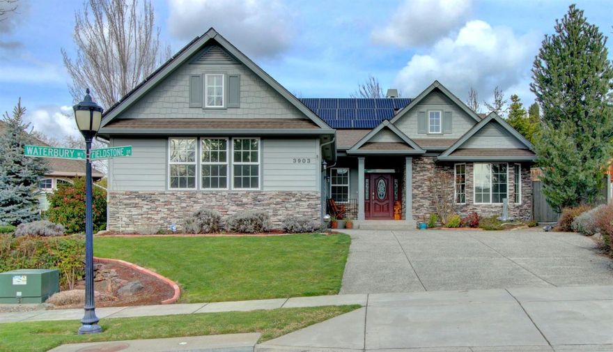 Here is your chance to own a lovely Mahar custom built home in Summerfield! This fabulous one level home is wonderfully spacious, with large rooms and high ceilings thru-out! Gorgeous hardwood floors lead you into the large great room, formal dining room and light and bright gourmet kitchen. The great room has beautiful wooden built-ins with a gas fireplace, sound system, and lots of large windows facing out to the lovely, private backyard. The kitchen is spacious and boasts a sunny breakfast room, granite island, 5 burner gas stove, dbl convection ovens, a Samsung refrigerator and pantry. The master suite is stunning with his/hers vanities, 2 walk-in closets, and French doors leading out to the backyard covered patio. All of the bedrooms are private and have their own baths. Other amenities include solar panels, central vac, and an extra spacious utility room. Side load garage with built-in cabinets and a custom coated floor. Live the lifestyle you dream about in this beauty!