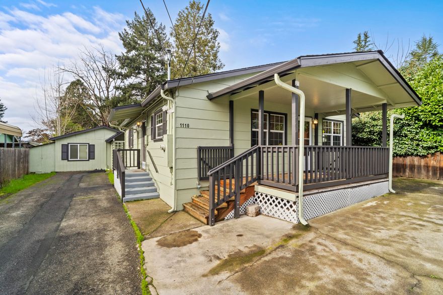 Unique multi-family opportunity or live in one unit and generate income on the other. Main house features charming covered front porch, 3 bedrooms, 2 full baths, spacious primary bedroom with walk in closet, hardwood floors, central heat/AC. Additional unit offers 1 bedroom with full kitchen/ bathroom and new interior paint/fixtures/flooring/window with added soffits in front/back. Brand new roof on both homes, fresh exterior paint and new sewer line 2023. Beautiful flat/fenced backyard with mature trees. Gated entry with oversized driveway for accommodating multiple vehicles. Convenient access to sports park, river and shopping.