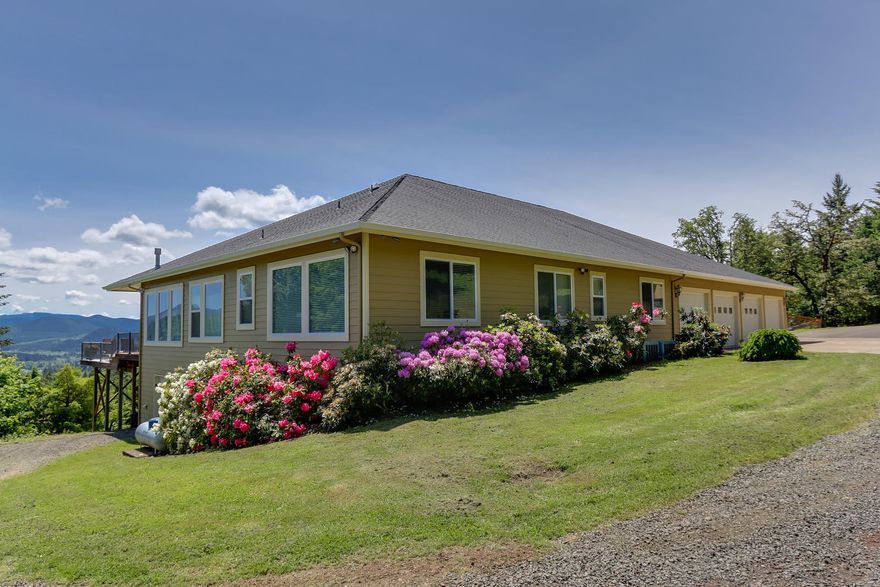 Exceptional home w BIG views! Watch the eagles fly & the sky go by at nearly eye level from light filled south facing living areas. With a little work this could be a trail rider's dream property. Wild Oregon at it's best yet less than 4 miles from the City of Cottage Grove; population around 10,000. Shopping, schools, golf course, hospital..most every service you could need and just 20 +/- minutes from Eugene on I-5. Don't miss the experience of seeing this home and it's property!